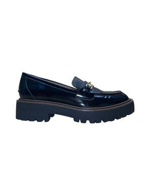 Sam Edelman Women’s Black Faux Patent Leather Horsebit Accent Lug Loafers Sz 8M